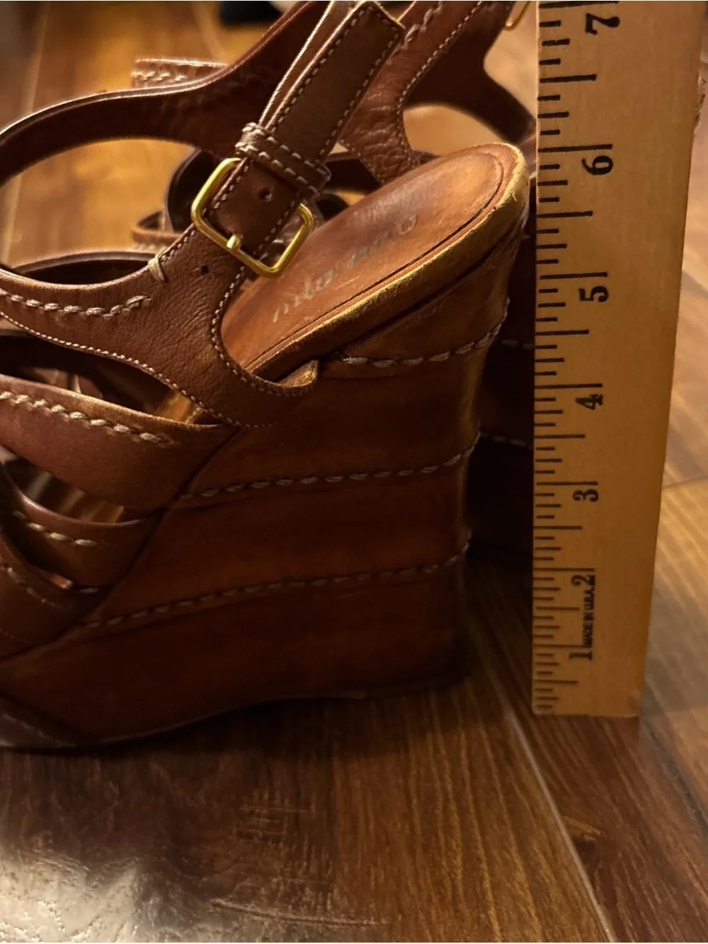 Miu Miu Brown Nappa Washed Leather Wedges Sz 39.5 US 9.5